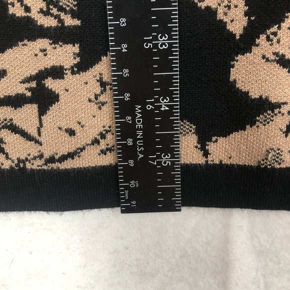 Carmen Marc Valvo Women's Size Small Black Brown Printed Knit Sweater Mini Dress - Picture 5 of 8